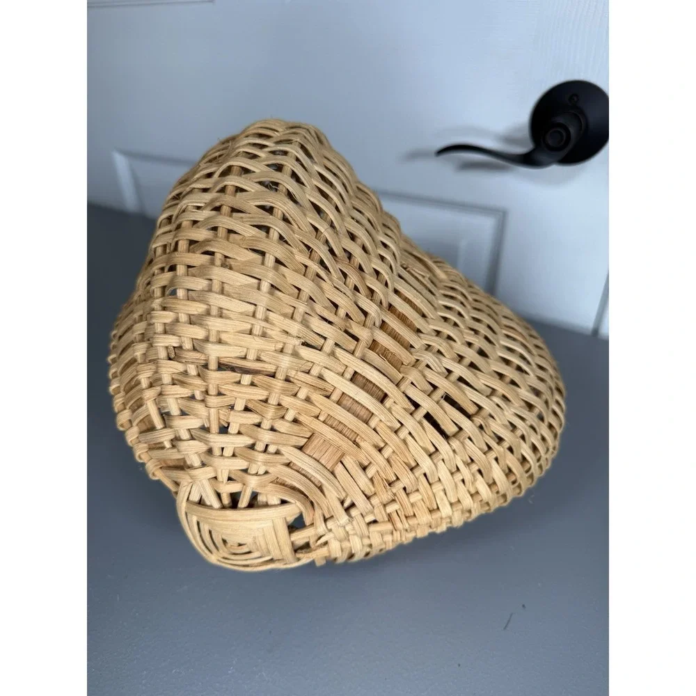 Buttocks Basket God's Eye Hand Woven Vintage Splint w Oak Handle Primitive Butt